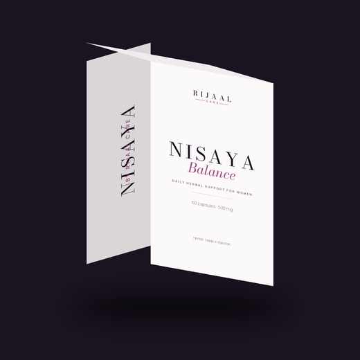 Nisaya Balance box — pearl white with orchid wordmark